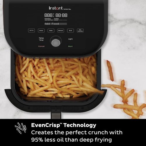  Instant Pot Instant Vortex Plus 6 Quart 6-in 1 Air Fryer with ClearCook Easy View Windows and OdorErase Built-in Air Filters, Air Fry, Roast, Broil, Bake, Reheat, Dehydrate, 1700W, Stainless