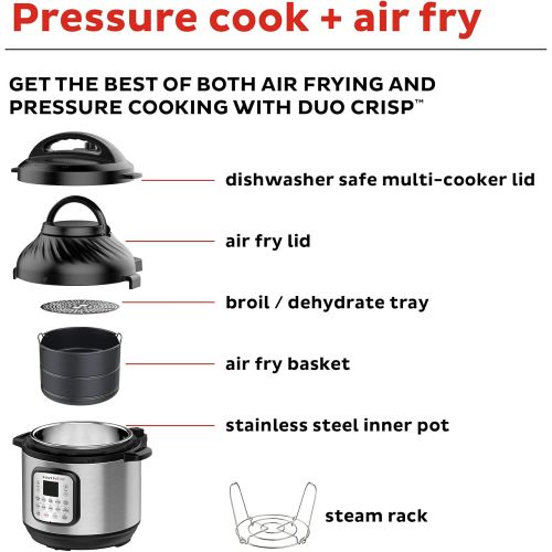  Instant Pot Duo Crisp Large 6Qt 11-in-1 Air Fryer & Electric Pressure Cooker Combo with Multicooker Lid that Air Fries, Steams, Slow Cooks, Sautes, Dehydrates & More, Free App With