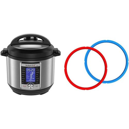  Instant Pot Ultra 10-in-1 Electric Pressure Cooker, Sterilizer, Slow Cooker, Rice Cooker, 6 Quart, 16 One-Touch Programs & Genuine Instant Pot Sealing Ring 2-Pack - 6 Quart Red/Blu