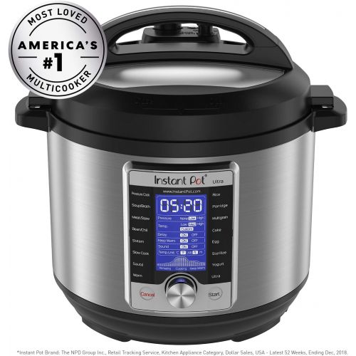  Instant Pot Ultra 10-in-1 Electric Pressure Cooker, Sterilizer, Slow Cooker, Rice Cooker, 6 Quart, 16 One-Touch Programs & Genuine Instant Pot Tempered Glass Lid, 9 in. (23 cm), 6