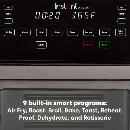  Instant Pot Instant Vortex Pro 10 Quart Air Fryer, Rotisserie and Convection Oven, Air Fry, Roast, Broil, Bake, Toast, Reheat and Dehydrate, 1500W, Stainless Steel and Black