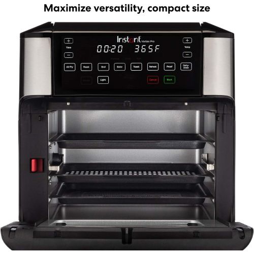  Instant Pot Instant Vortex Pro 10 Quart Air Fryer, Rotisserie and Convection Oven, Air Fry, Roast, Broil, Bake, Toast, Reheat and Dehydrate, 1500W, Stainless Steel and Black