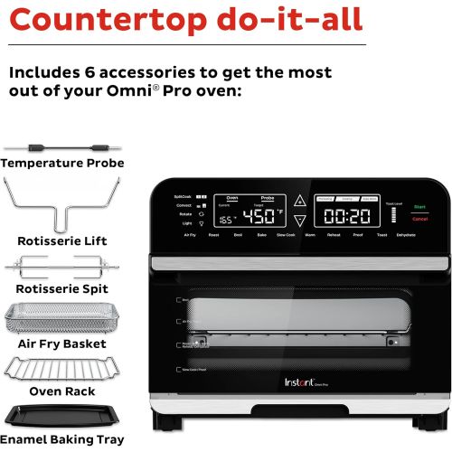  Instant Pot Omni Pro 18L Air Fryer Convection Toaster Oven 14-in-1 Combo, Rotisserie Oven, Electric Cooker, Proofer, Dehydrator, Broiler, Roaster, Warmer plus Split Cooking & Tempe