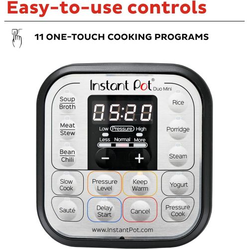  [아마존베스트]Instant Pot Duo Mini 7-in-1 Electric Pressure Cooker, Sterilizer, Slow Cooker, Rice Cooker, Steamer, Saute, Yogurt Maker, and Warmer, 3 Quart, 11 One-Touch Programs