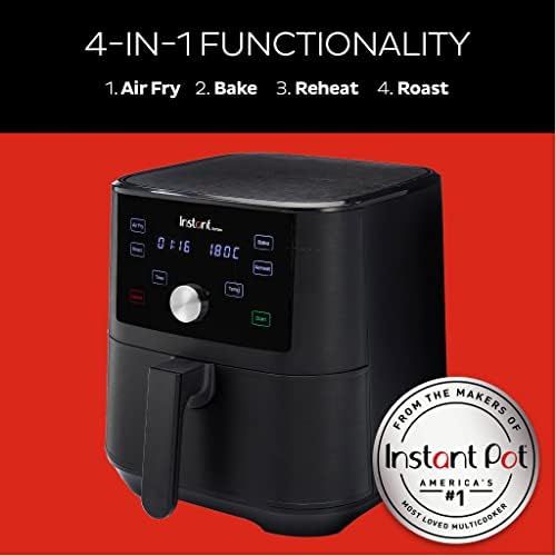  Instant Pot Brands Vortex 4 in 1 Air Fryer, 5.7 L, Hot Air Frying, Baking, Roasting and Warming, 1700 W, 140 3030 01 EU, Black 5.7 L