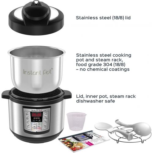  Instant Pot LUX60V3 V3 6 Qt 6-in-1 Multi-Use Programmable Pressure Cooker, Slow Cooker, Rice Cooker, Saute, Steamer, and Warmer