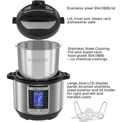  Instant Pot Ultra 6 Qt 10-in-1 Multi- Use Programmable Pressure Cooker, Slow Cooker, Rice Cooker, Yogurt Maker, Cake Maker, Egg Cooker, Saute, Steamer, Warmer, and Sterilizer