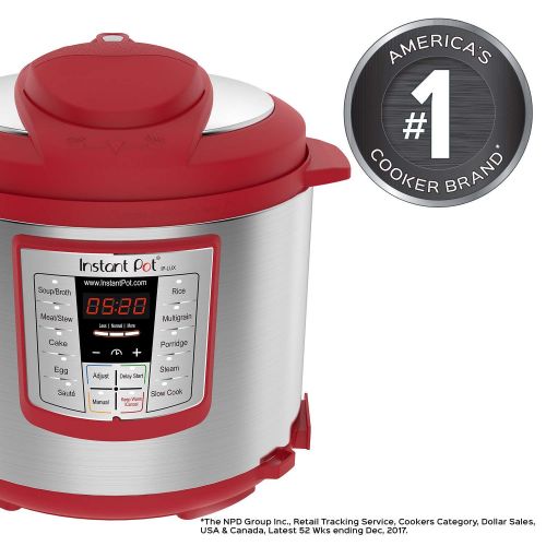  Instant Pot Lux 6 Qt Red 6-in-1 Muti-Use Programmable Pressure Cooker, Slow Cooker, Rice Cooker, Saute, Steamer, and Warmer (Certified Refurbished)