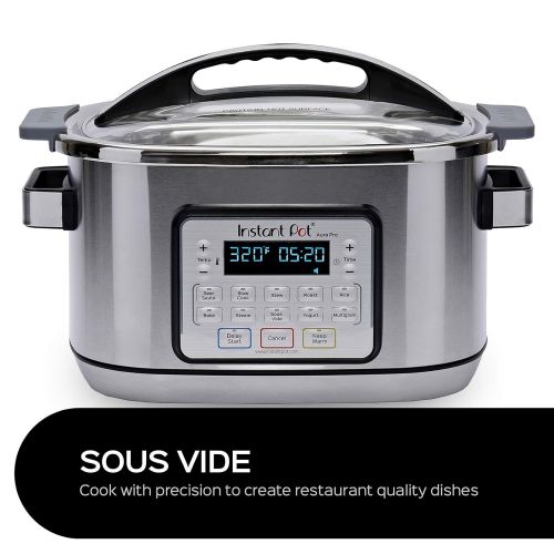  Instant Pot 8 Qt Aura Pro Multi-Use Programmable Multicooker with Sous Vide, Silver (Certified Refurbished)