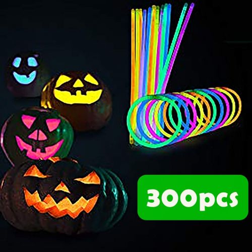  Instecho instecho glow Glow Stick, (300 Pcs Total) 5 Color & Connectors For Bracelets Necklaces, Toys Light Up In The Dark Stick for Party Birthday Halloween Gift, Colorful, 300-PCS