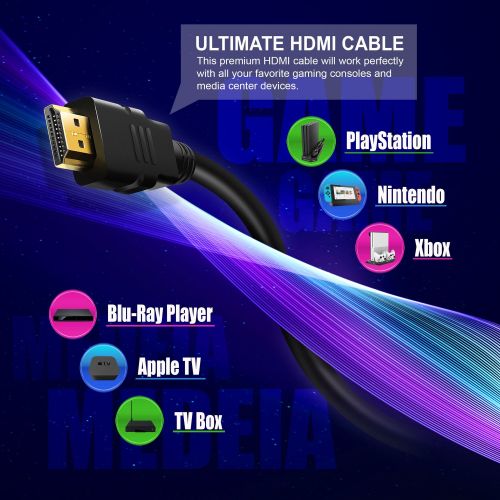  Insten 50 Long 4K HDMI Cable 1080p High-Speed with Ethernet 50 Feet 50FT Black (version 1.4) for PS3 PS4 XBox 360 One HDTV Blu-Ray DVD Laptop PC Supports 3D Full HD