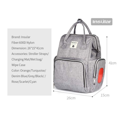  Insular Backpack Diaper Bag with Changing Pad,Waterproof Diaper Backpack for Mom，Large Capacity...