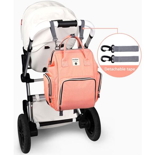  Insular Diaper Bag, Backpack Baby Bag Stylish Nursing Bag Multi-Function Durable Large Capacity Waterproof Travel Backpack with Stroller Straps for Mummy Dad Baby Care - Orange