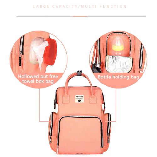  Insular Diaper Bag, Backpack Baby Bag Stylish Nursing Bag Multi-Function Durable Large Capacity Waterproof Travel Backpack with Stroller Straps for Mummy Dad Baby Care - Orange