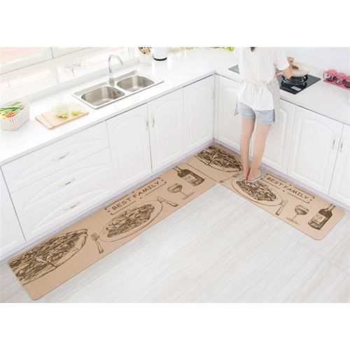  Insun Printing Washable Non Slip Anti Fatigue Linen Look Area Runners Kitchen Rugs and Mats Entryway Door Mat Foods 17.7x71