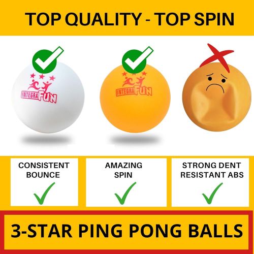  IntegraFun Ping Pong Paddle Set - 4 Wood Ping Pong Paddles - Ergonomic Grip - 8 Tournament Table Tennis Balls - Paddle Case - Professional/Casual Play - Portable Table Tennis Set .- Family Ta