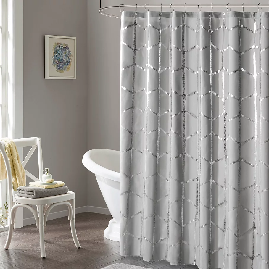  Intelligent Design Raina Metallic Shower Curtain