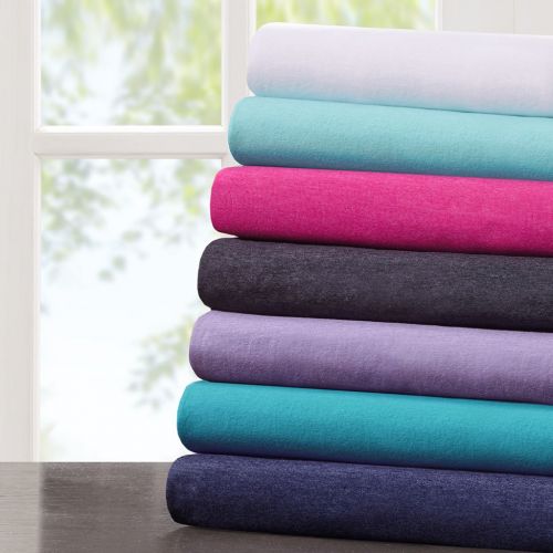  Intelligent Design Cotton Blend Jersey Knit Queen Bed Sheets , Coastal Cotton Bed Sheet , Teal Bed Sheet Set 4-Piece Include Flat Sheet , Fitted Sheet & 2 Pillowcases