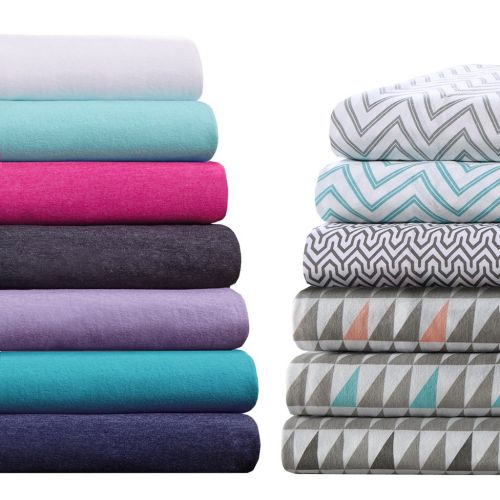  Intelligent Design Cotton Blend Jersey Knit Queen Bed Sheets , Coastal Cotton Bed Sheet , Teal Bed Sheet Set 4-Piece Include Flat Sheet , Fitted Sheet & 2 Pillowcases