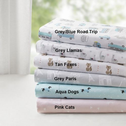  Intelligent Design Novelty Print Ultra Soft Hypoallergenic Wrinkle Free Microfiber Animals Cute Chic Kids Teens Sheet Set Bedding, Queen Size, Grey Llamas 4 Piece