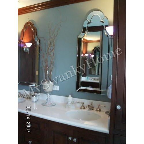  Intelligent Design Contemporary Glass Frame Arch Wall Mirror | Frameless Shaped Vanity