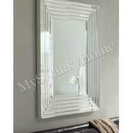 Intelligent Design Contemporary Venetian Glass Frame Wall Mirror | Layered Frameless Vanity