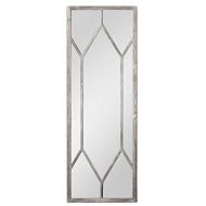Intelligent Design Full Length Silver Geometric Window Pane Mirror | Wall Floor Leaner