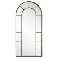 Intelligent Design Full Length Black Arch Window Pane Mirror | Wall Floor Mirror