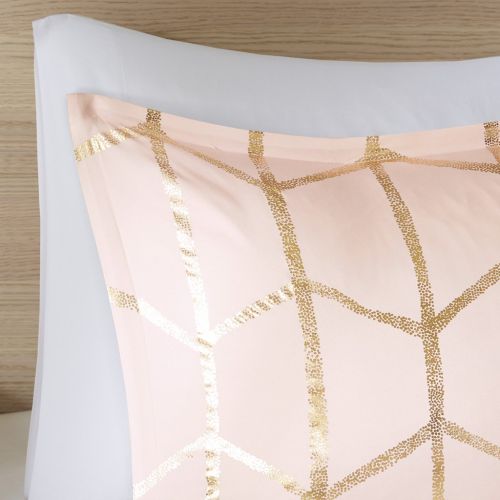  Intelligent Design Raina Comforter Set Twin/Twin XL Size - Blush Gold, Geometric  4 Piece Bed Sets  Ultra Soft Microfiber Teen Bedding for Girls Bedroom