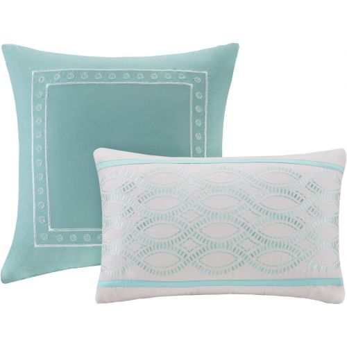  [아마존베스트]Intelligent Design Senna Comforter Set Full/Queen Size - Aqua Blue/Gray, Damask  5 Piece Bed Sets  All Season Ultra Soft Microfiber Teen Bedding - Great For Guest Room and Girls