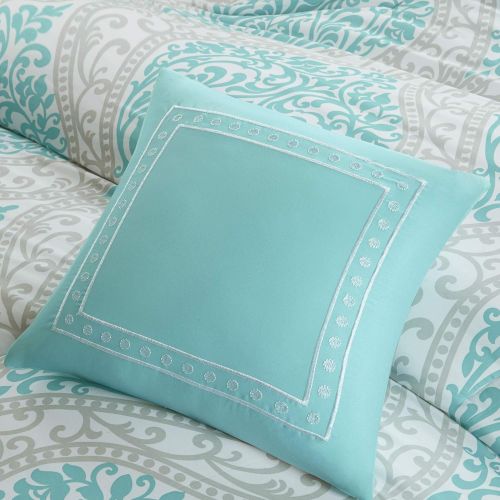  [아마존베스트]Intelligent Design Senna Comforter Set Full/Queen Size - Aqua Blue/Gray, Damask  5 Piece Bed Sets  All Season Ultra Soft Microfiber Teen Bedding - Great For Guest Room and Girls