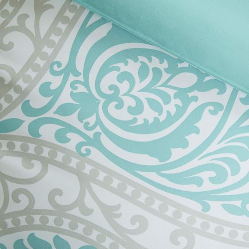  [아마존베스트]Intelligent Design Senna Comforter Set Full/Queen Size - Aqua Blue/Gray, Damask  5 Piece Bed Sets  All Season Ultra Soft Microfiber Teen Bedding - Great For Guest Room and Girls