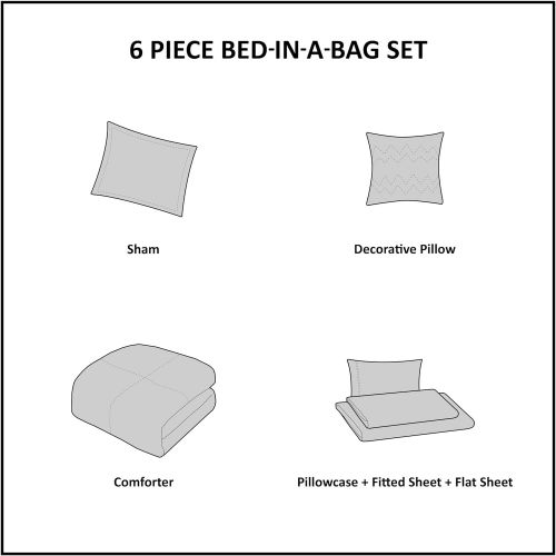  [아마존베스트]Intelligent Design Lorna Complete Bag Trendy Metallic Mermaid Scale Scallop Print Comforter with Polka Dots Sheet Set, Teen Bedding for Girls Bedroom, Twin, Aqua