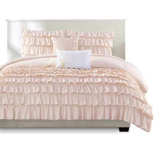  Intelligent Design Waterfall Comforter Set FullQueen Size - Teal, Ruffles  5 Piece Bed Sets  Ultra Soft Microfiber Teen Bedding for Girls Bedroom