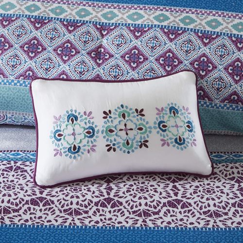  Intelligent Design Joni Comforter Set FullQueen Size - Purple, Blue, Bohemian Pattern  5 Piece Bed Sets  Ultra Soft Microfiber Teen Bedding for Girls Bedroom