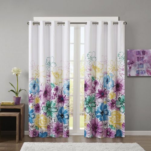 Intelligent Design Pink Blackout Curtains for Bedroom, Casual Room Darkening Window Curtains for Living Room Family Room, Olivia Floral Grommet Black Out Window Curtain, 50X84, 1-P
