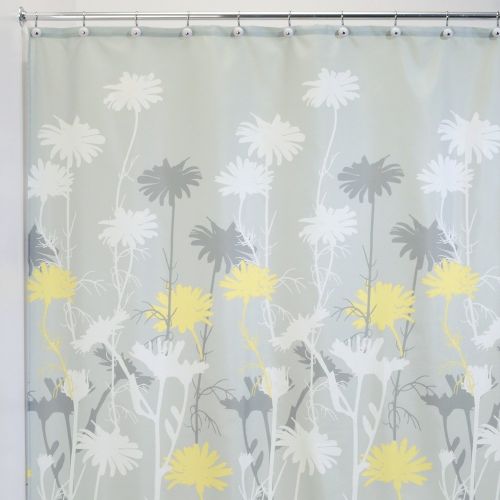  InterDesign Daizy Shower Curtain, Gray and Yellow, 54 x 78-Inch