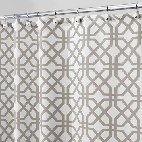  InterDesign Trellis Fabric Shower Curtain - Stall 54 x 78, Stone Gray/White