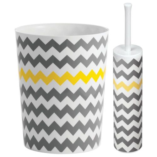  InterDesign Chevron Waste Can, Gray/Yellow