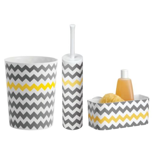  InterDesign Chevron Waste Can, Gray/Yellow