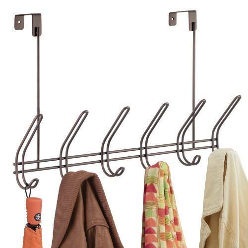  InterDesign Classico Over Door Organizer Hooks  6 Hook Storage Rack for Coats, Hats, Robes or Towels, Bronze