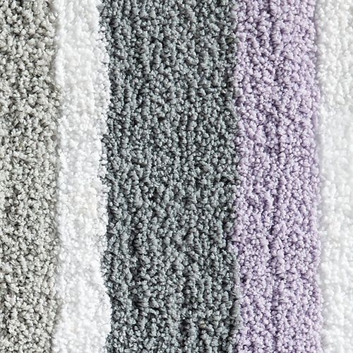  InterDesign Stripz Bath, Machine Washable Microfiber Accent Rug for Bathroom, Kitchen, Bedroom, Office, Kids Room, 34 x 21 Lavender Purple and Gray