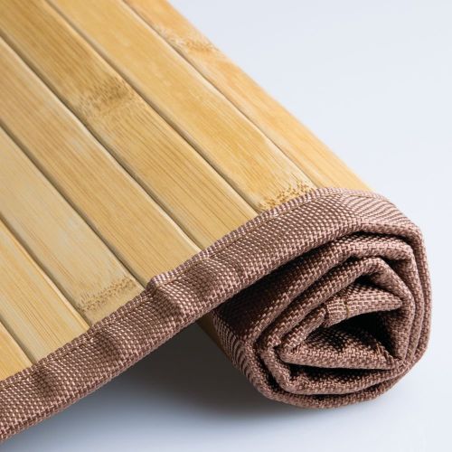  InterDesign Formbu Bamboo Floor Mat Non-Skid, Water-Repellent Runner Rug for Bathroom, Kitchen, Entryway, Hallway, Office, Mudroom, Vanity, 24 x 48, Natural Wood