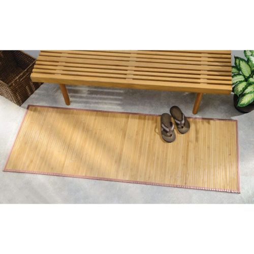  InterDesign Formbu Bamboo Floor Mat Non-Skid, Water-Resistant Runner Rug for Bathroom, Kitchen, Entryway, Hallway, Office, Mudroom, Vanity 24 x 72 Natural Tan