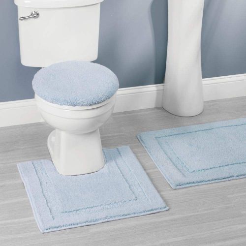  InterDesign Microfiber Spa Bathroom Accent Rug, 34” x 21 Inches, Water