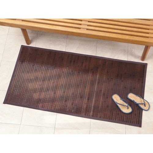  InterDesign Formbu Bamboo Floor Mat Non-Skid, Water-Resistant Runner Rug for Bathroom, Kitchen, Entryway, Hallway, Office, Mudroom, Vanity 34 x 21 Mocha Brown