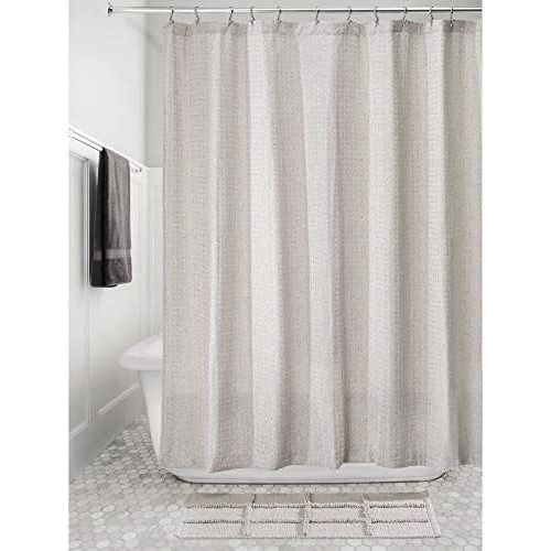  InterDesign Waffle Weave Fabric Shower Curtain, Luxury Hotel Style for Master, Guest, Kids Bathrooms, Bathtubs, Stalls, Heathered Linen