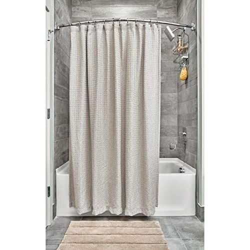  InterDesign Waffle Weave Fabric Shower Curtain, Luxury Hotel Style for Master, Guest, Kids Bathrooms, Bathtubs, Stalls, Heathered Linen