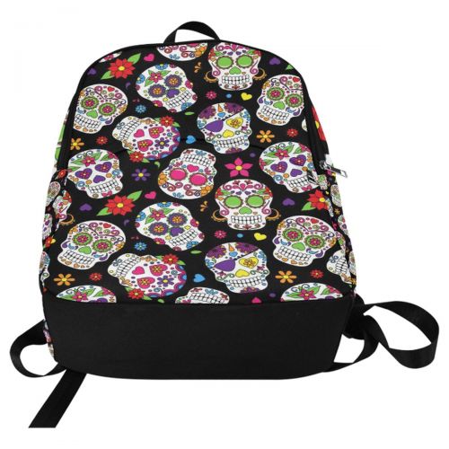  InterestPrint Custom Halloween Day of the Dead Sugar Skull Casual Backpack School Bag Travel Daypack Gift