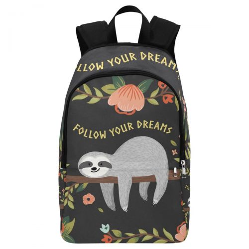  InterestPrint Sloth Fllow Your Dream Quote Casual Backpack College School Bag Travel Daypack